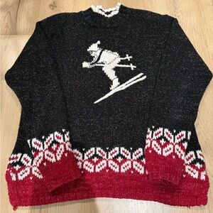 Vintage Christopher & Banks Ski Nordic Silk & Cotton Knit Sweater Size Medium